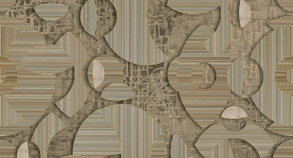 Spanish Sand Avant-garde Geometric Mosaic Mural M3053