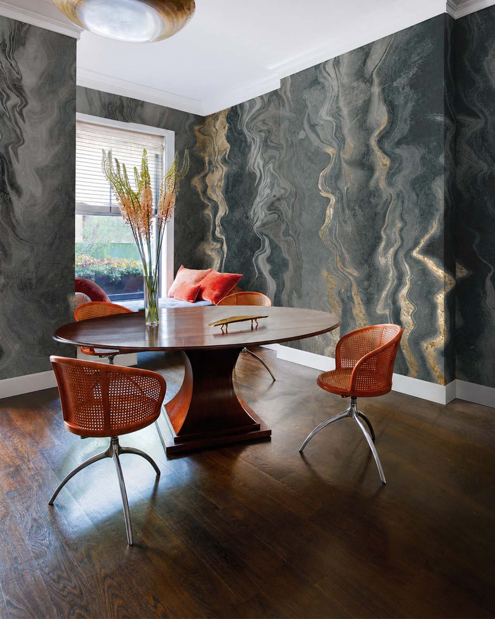 Blue Charcoal Luxurious Abstract Marble Mural M3056 - Sample