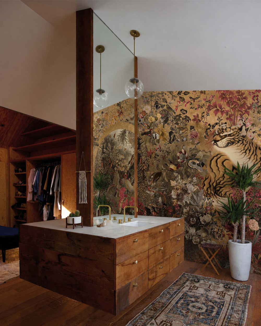 Burst of Gold Mythical Tropical Garden Mural M3057 - Sample