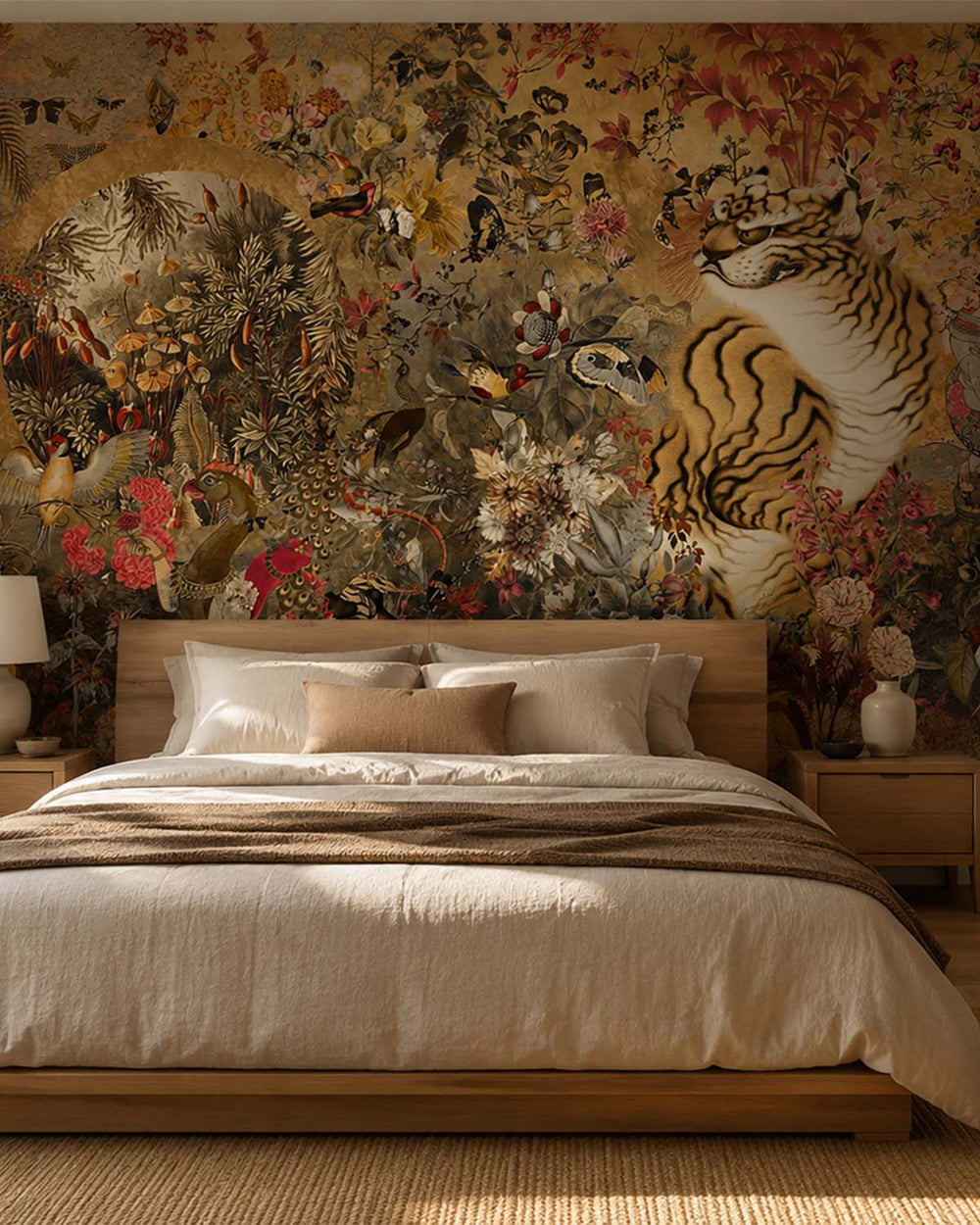 Burst of Gold Mythical Tropical Garden Mural M3057