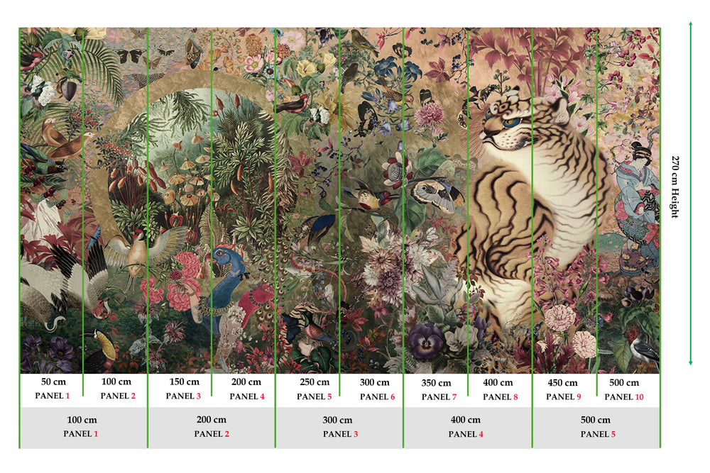 Gold Rush Mythical Tropical Garden Mural M3058