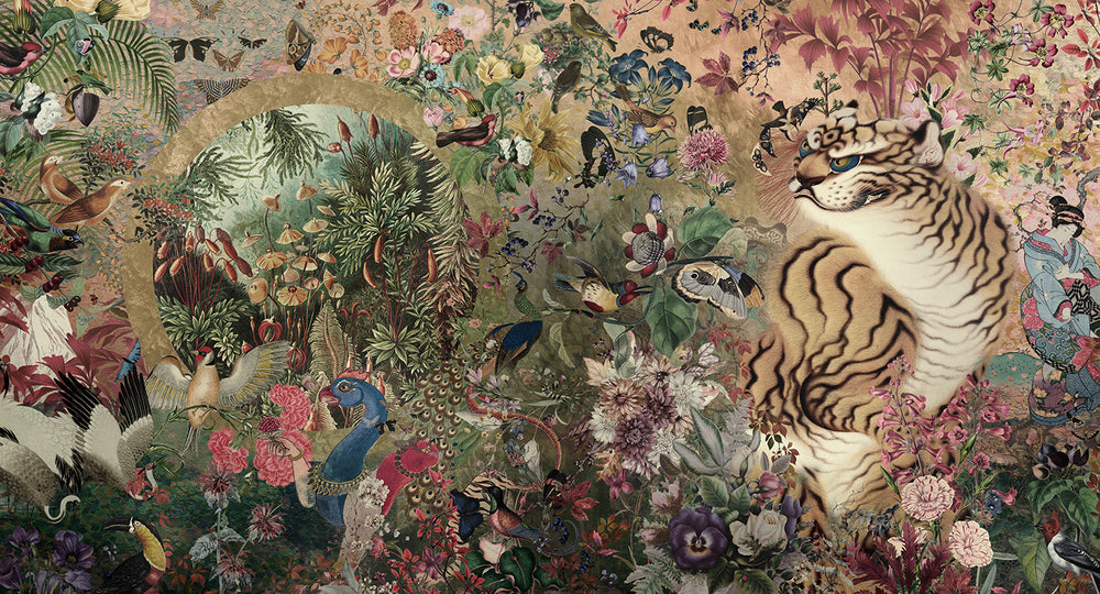 Gold Rush Mythical Tropical Garden Mural M3058 - Sample