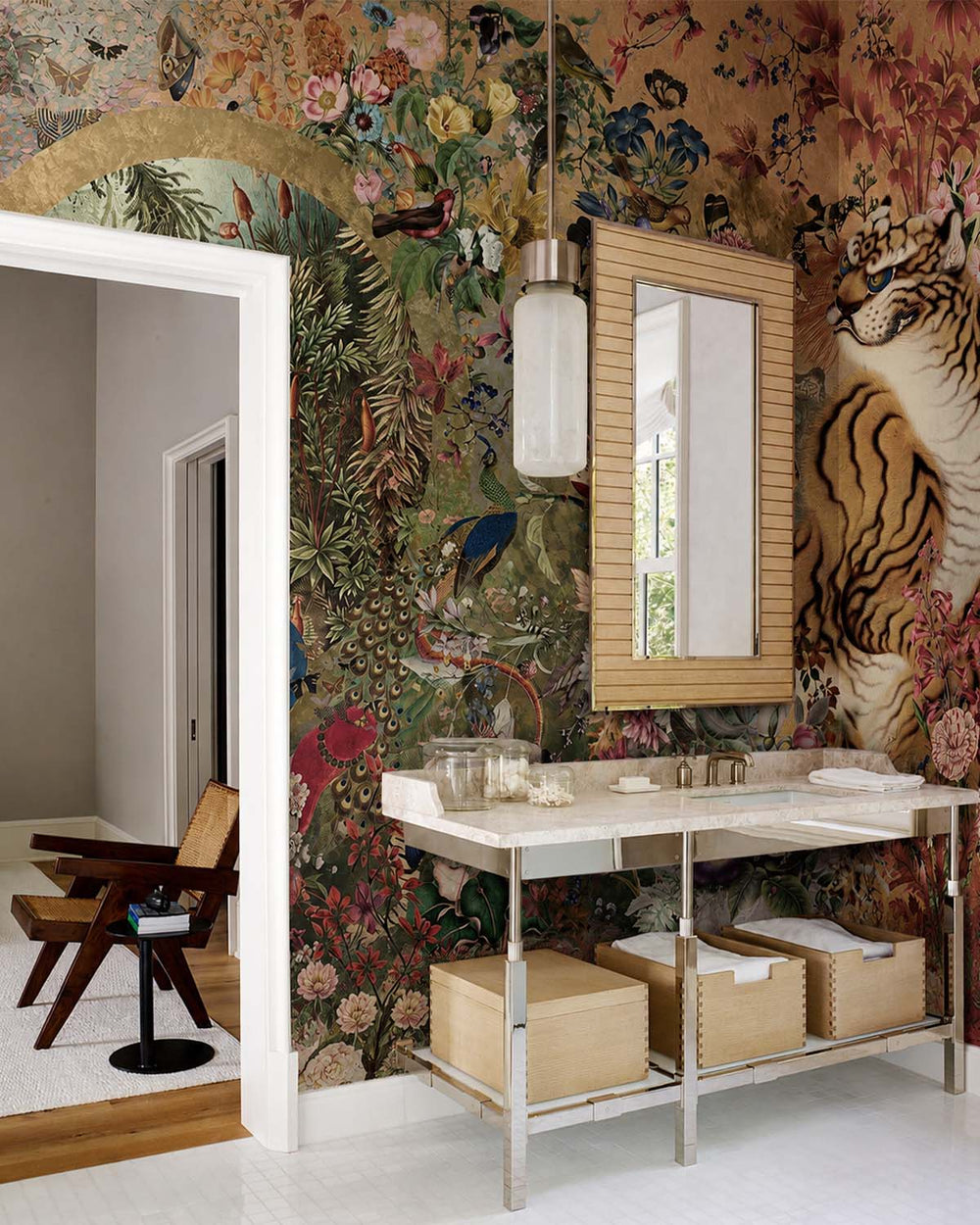 Gold Rush Mythical Tropical Garden Mural M3058