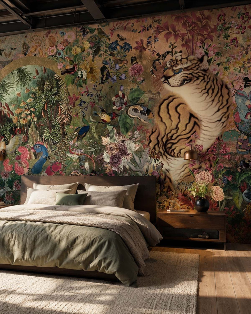 Gold Rush Mythical Tropical Garden Mural M3058