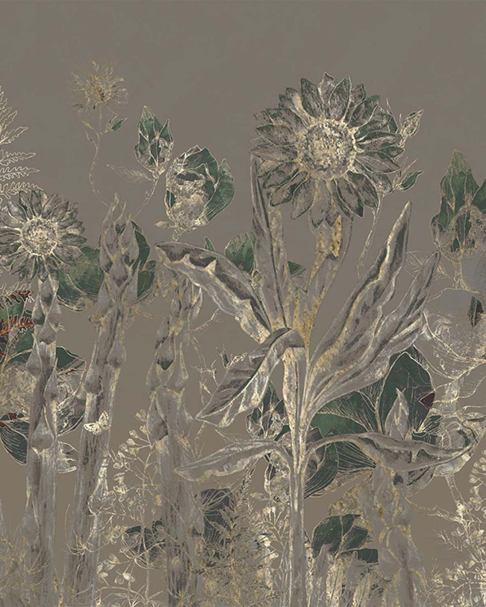 Aumbry Ethereal Botanical Rainforest Mural M3060
