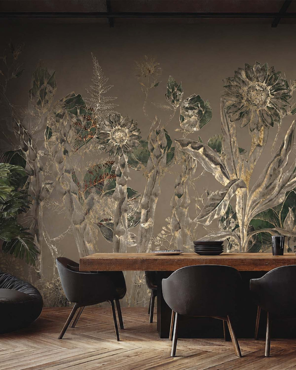 Aumbry Ethereal Botanical Rainforest Mural M3060