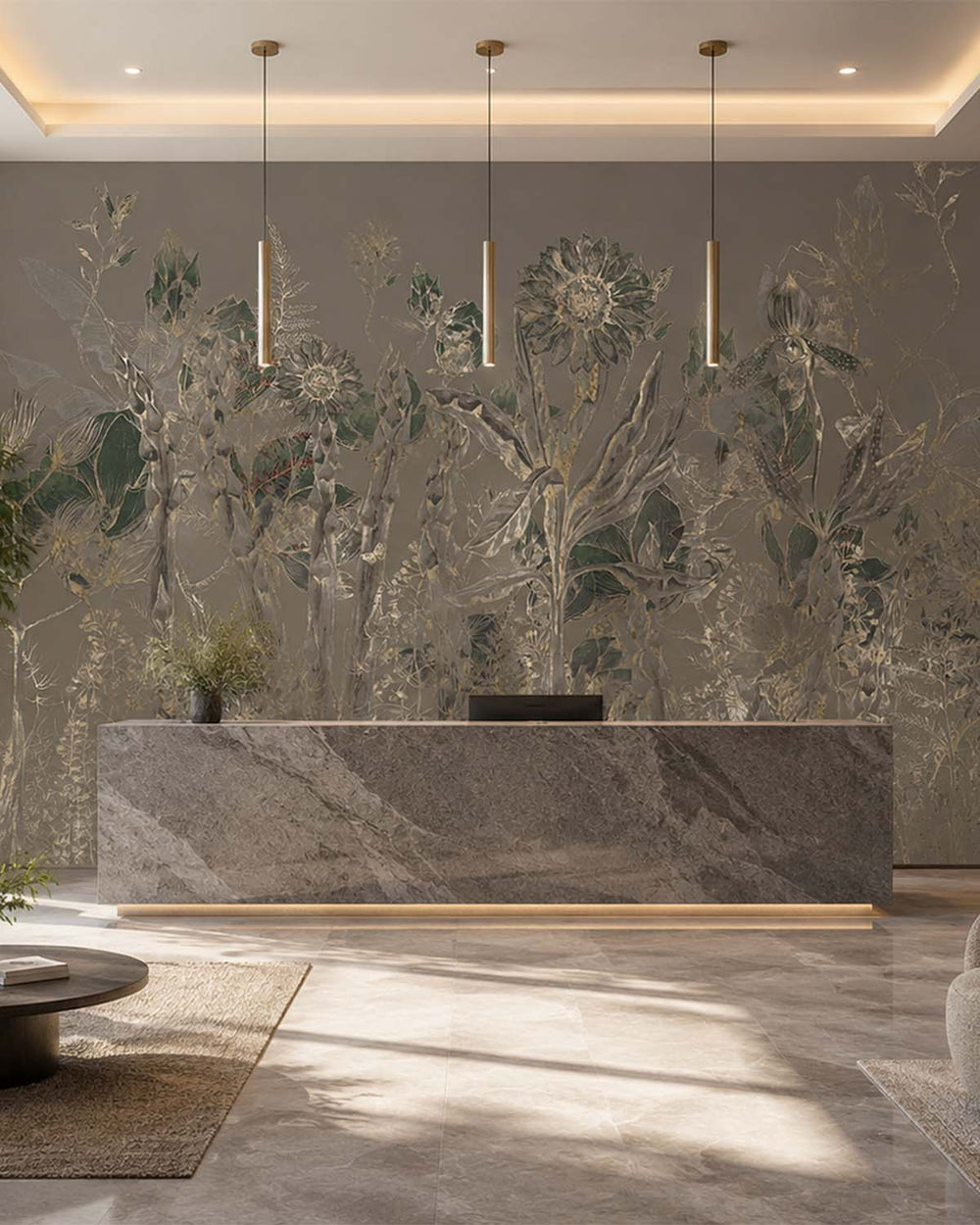 Aumbry Ethereal Botanical Rainforest Mural M3060