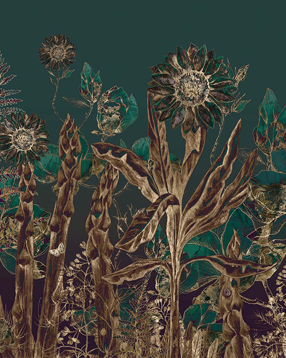 Ponderosa Pine Ethereal Botanical Rainforest Mural M3062