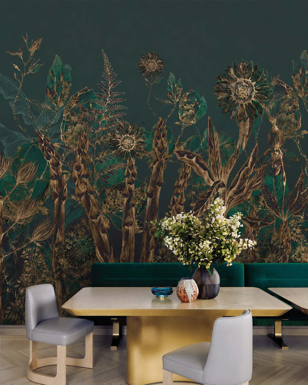 Ponderosa Pine Ethereal Botanical Rainforest Mural M3062