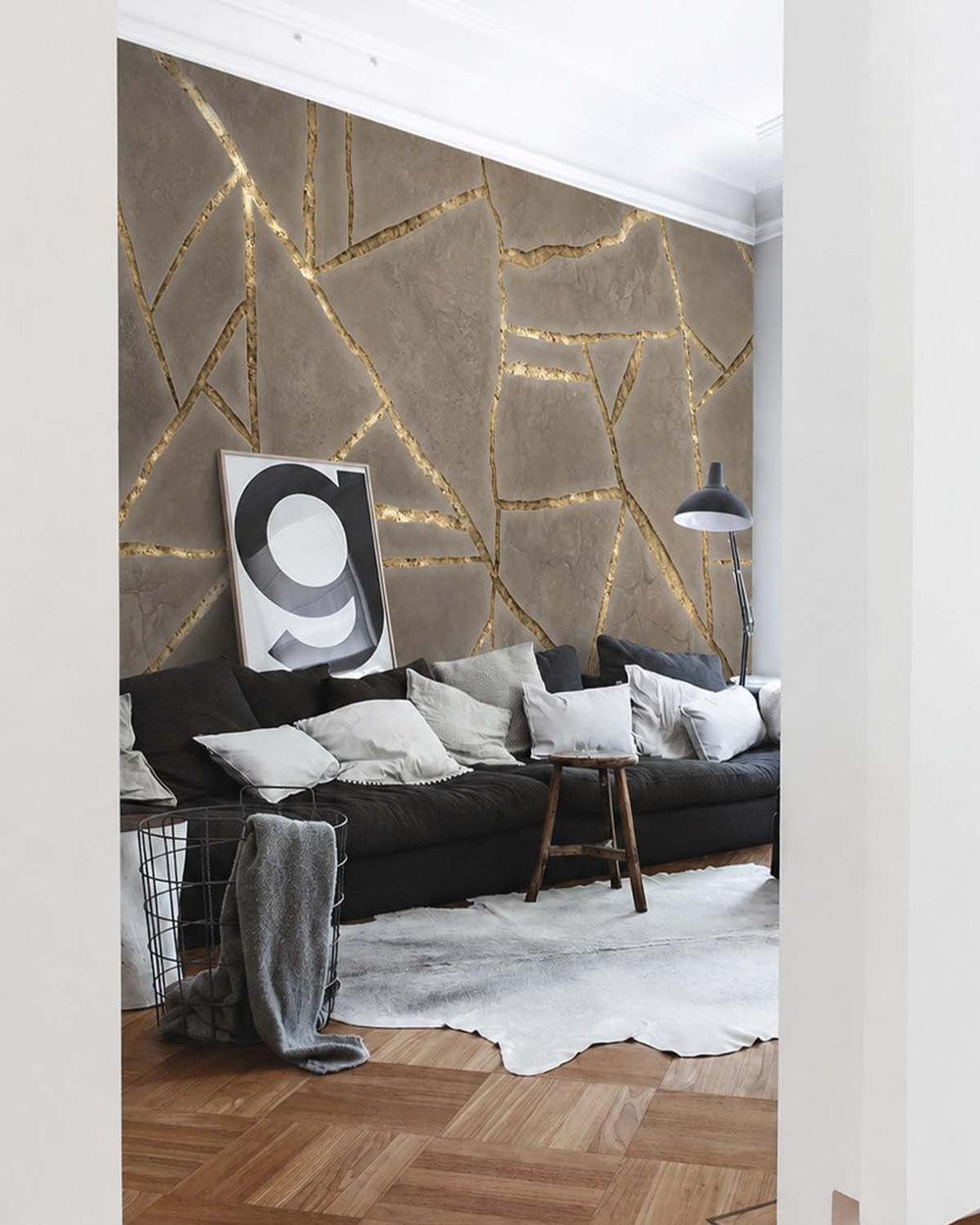 Dune Shadow Cracked Wabi-Sabi Walls Mural M3064