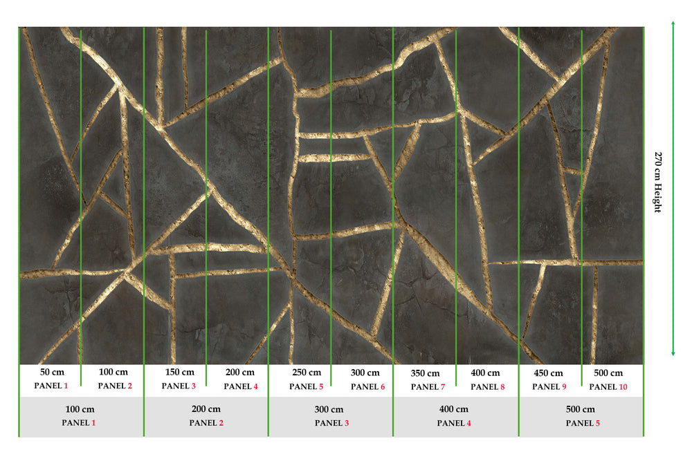 Black Olive Cracked Wabi-Sabi Walls Mural M3065 - Sample