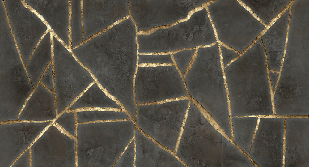Black Olive Cracked Wabi-Sabi Walls Mural M3065