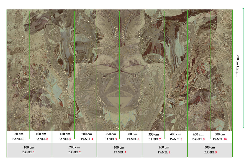 Tawny Owl Abstract African Tribal Mask Mural M3067