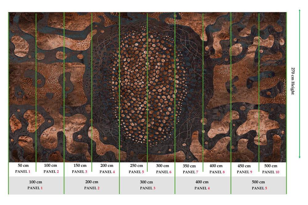 Burnished Russet Earthy Abstract Pebbles Mural M3070 - Sample