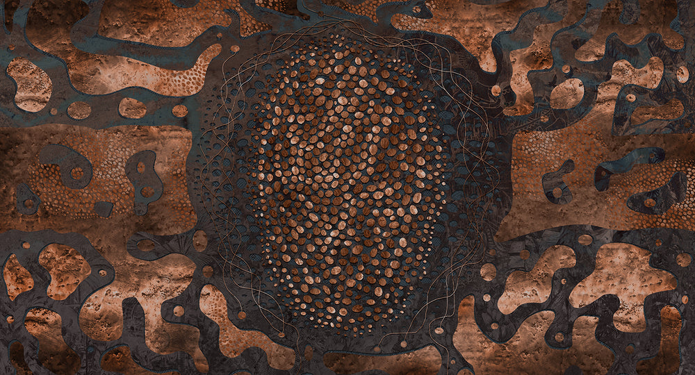 Burnished Russet Earthy Abstract Pebbles Mural M3070 - Sample