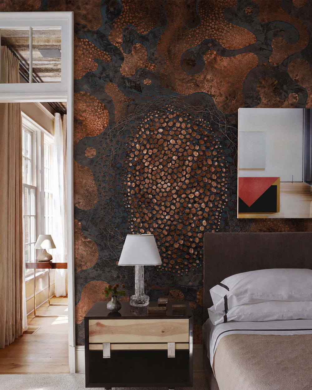 Burnished Russet Earthy Abstract Pebbles Mural M3070