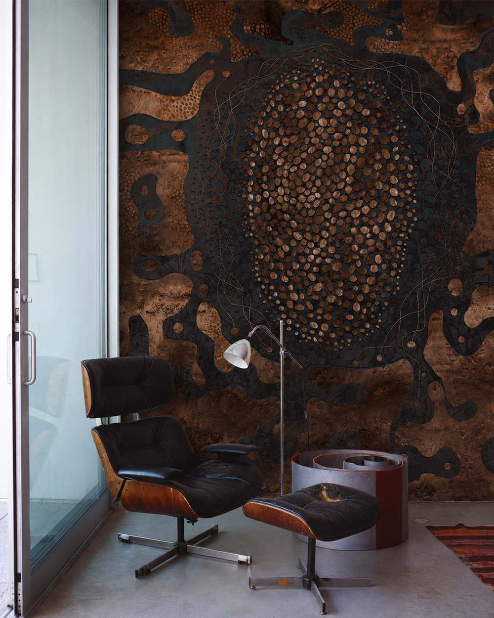 Burnished Russet Earthy Abstract Pebbles Mural M3070 - Sample