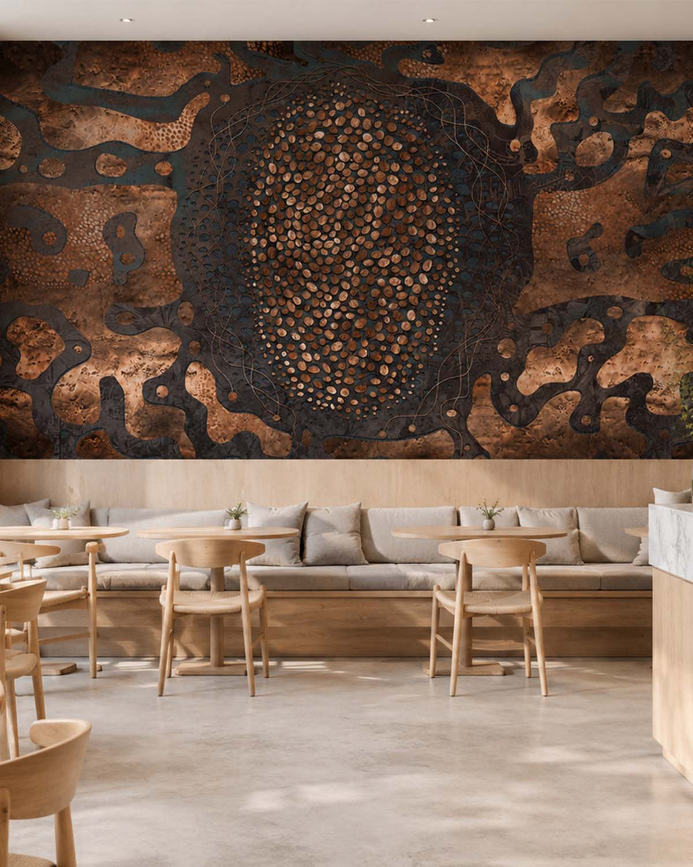 Burnished Russet Earthy Abstract Pebbles Mural M3070