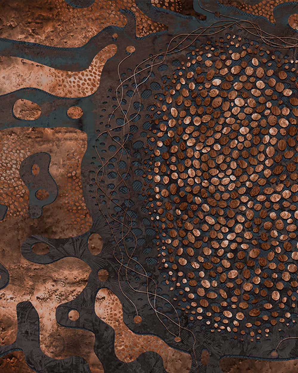 Burnished Russet Earthy Abstract Pebbles Mural M3070 - Sample
