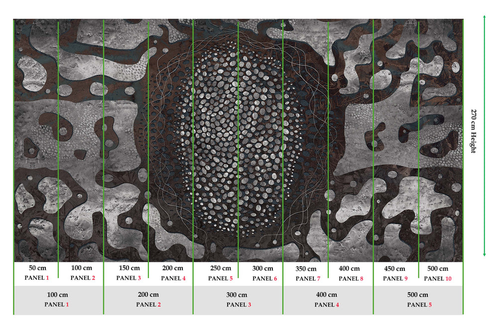 Titanium Earthy Abstract Pebbles Mural M3071