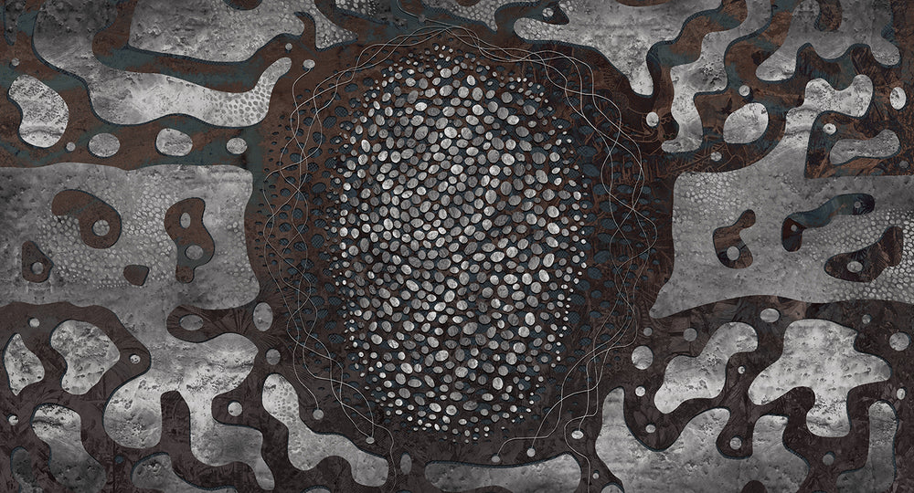 Titanium Earthy Abstract Pebbles Mural M3071 - Sample