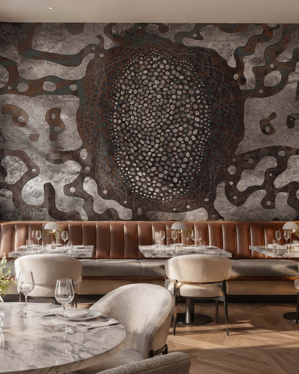 Titanium Earthy Abstract Pebbles Mural M3071 - Sample