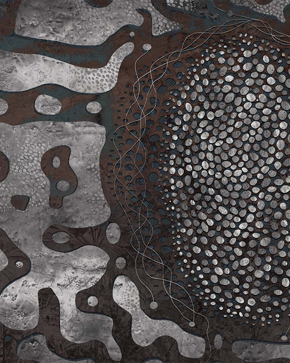 Titanium Earthy Abstract Pebbles Mural M3071 - Sample