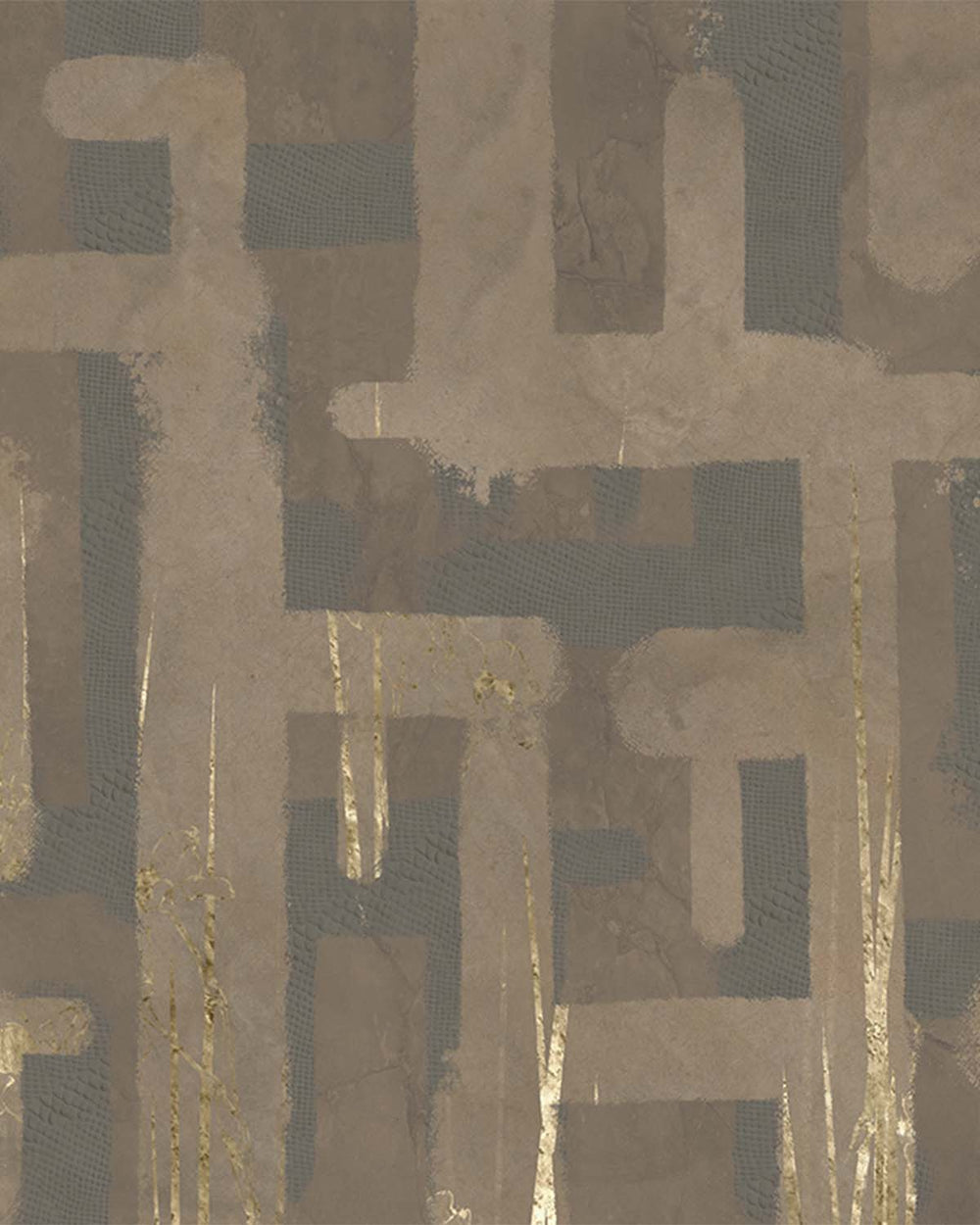 Greenish Grey Bark Abstract Labyrinth Mural M3072