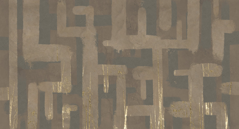Greenish Grey Bark Abstract Labyrinth Mural M3072