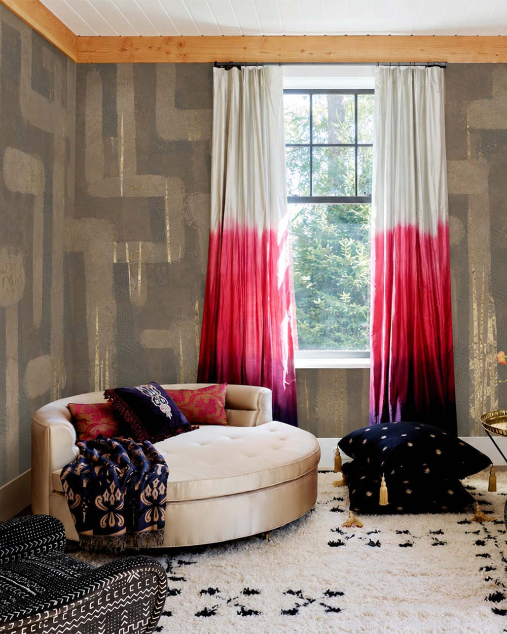 Greenish Grey Bark Abstract Labyrinth Mural M3072
