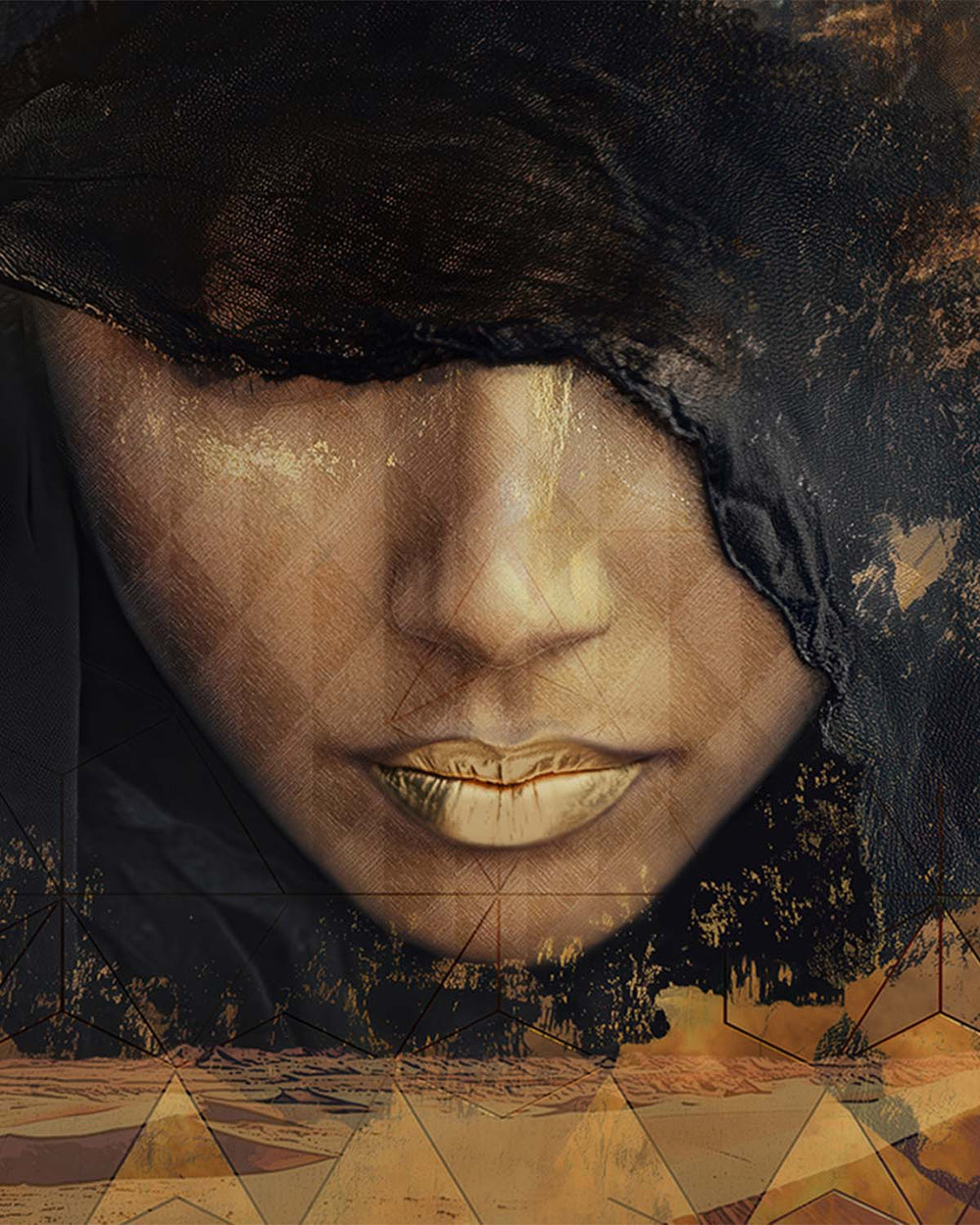 Caramel Kiss Veiled Saharan Queen Mural M3075