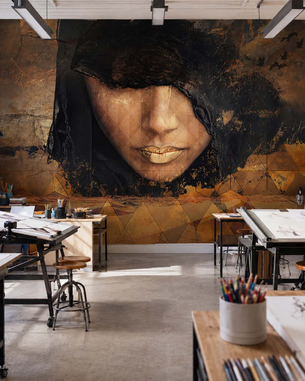 Caramel Kiss Veiled Saharan Queen Mural M3075