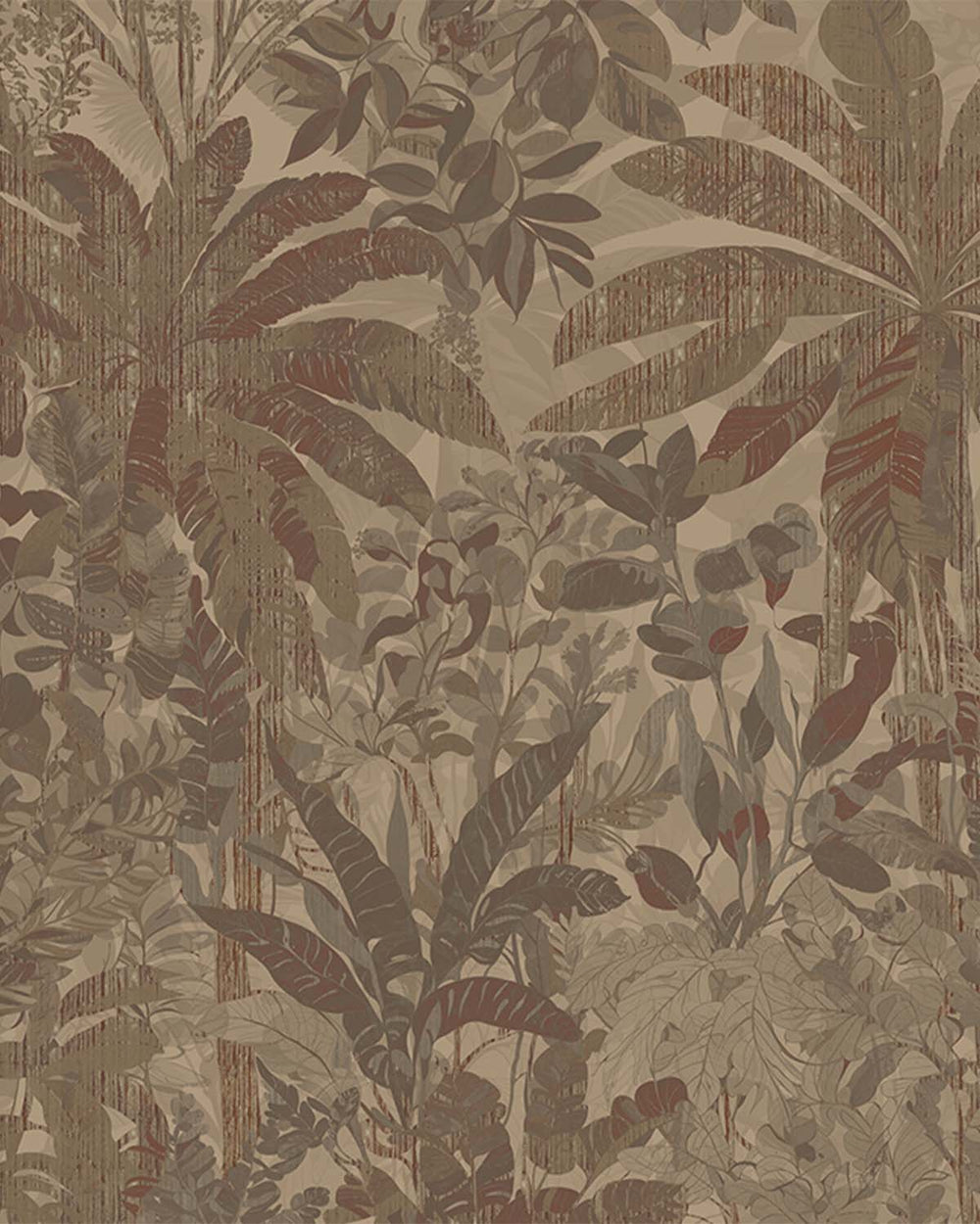 Nurude Brown Painterly Tropical Landscape Mural M3076