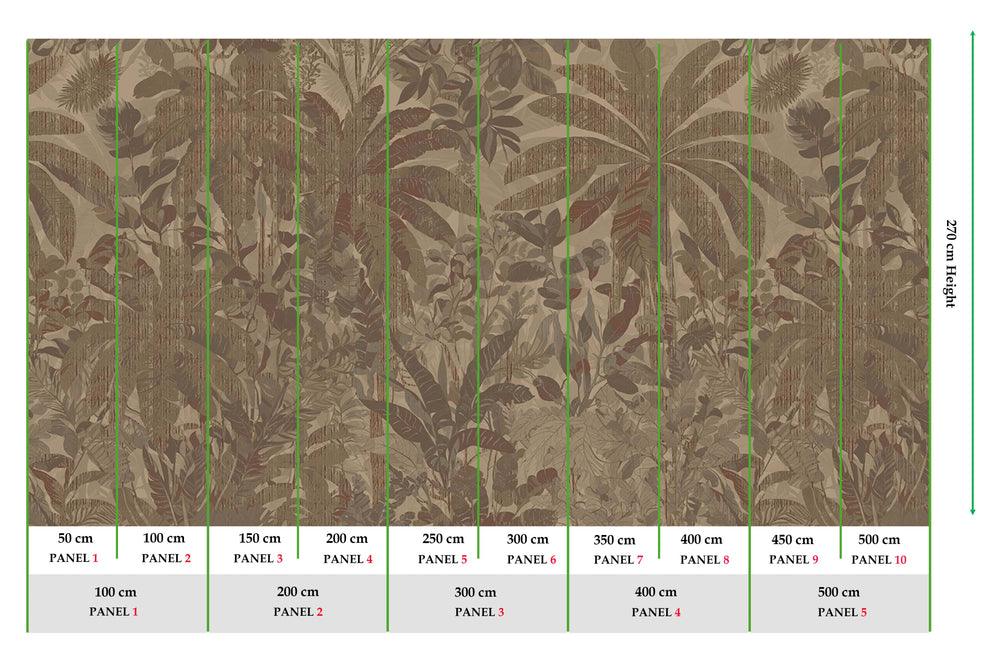 Nurude Brown Painterly Tropical Landscape Mural M3076