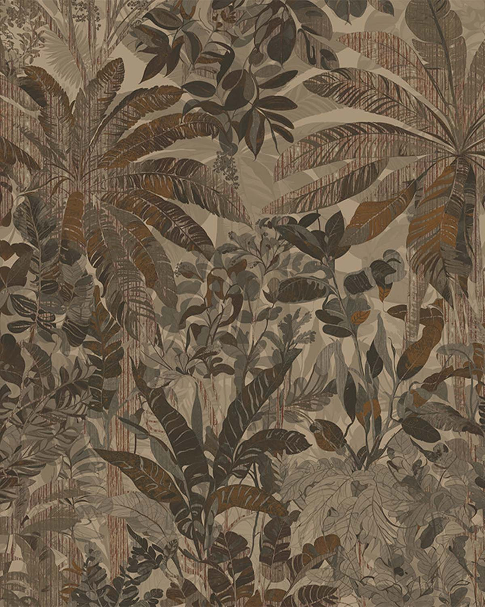 Briar Brown Painterly Tropical Landscape Mural M3078 - Sample