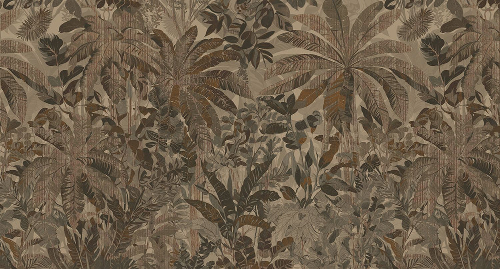 Briar Brown Painterly Tropical Landscape Mural M3078 - Sample