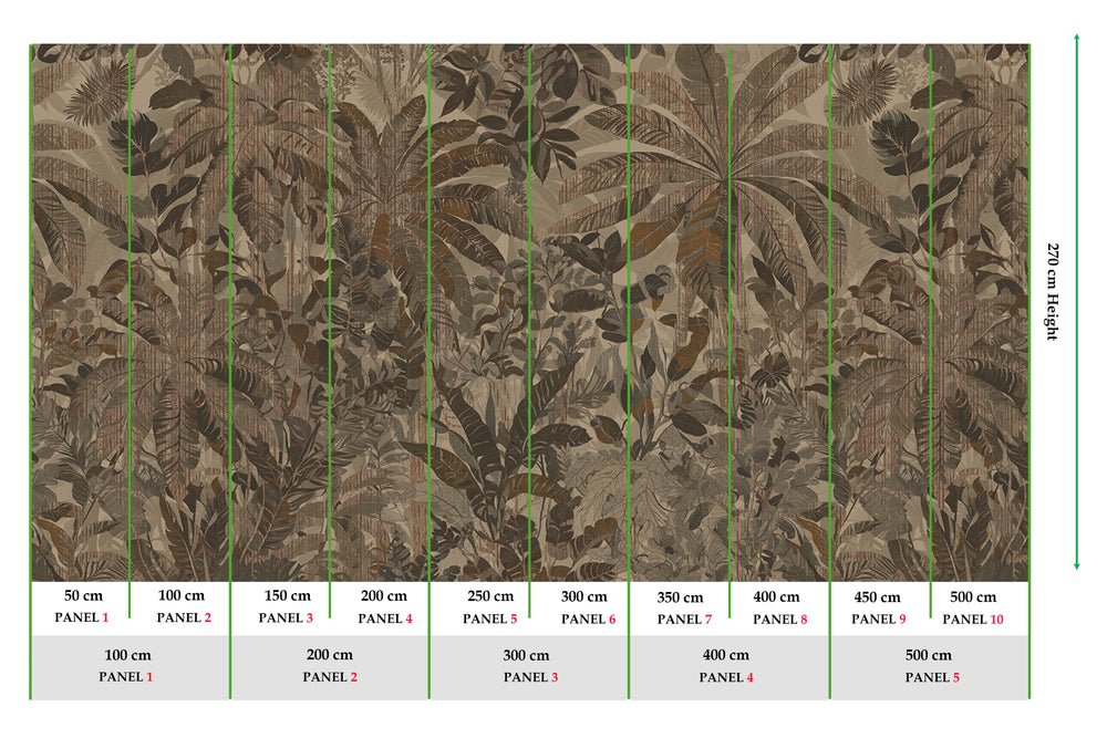 Briar Brown Painterly Tropical Landscape Mural M3078 - Sample