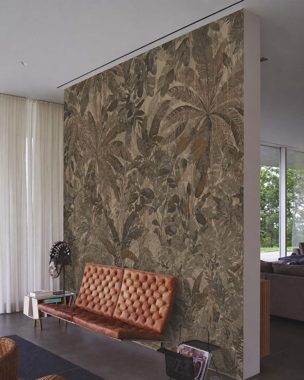 Briar Brown Painterly Tropical Landscape Mural M3078 - Sample