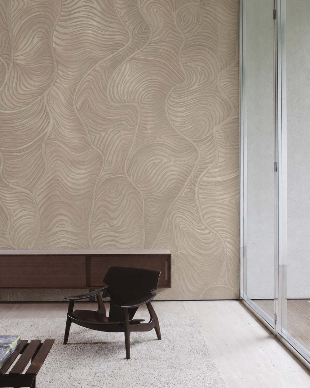 Tranquil Taupe Organic Wavy Woodgrain Mural M3079