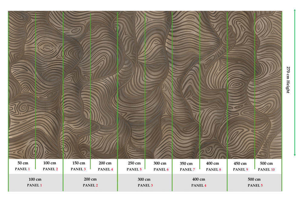 Mousy Brown Organic Wavy Woodgrain Mural M3080