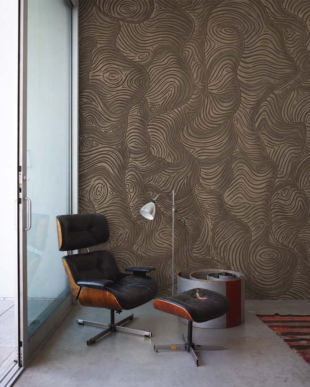 Mousy Brown Organic Wavy Woodgrain Mural M3080