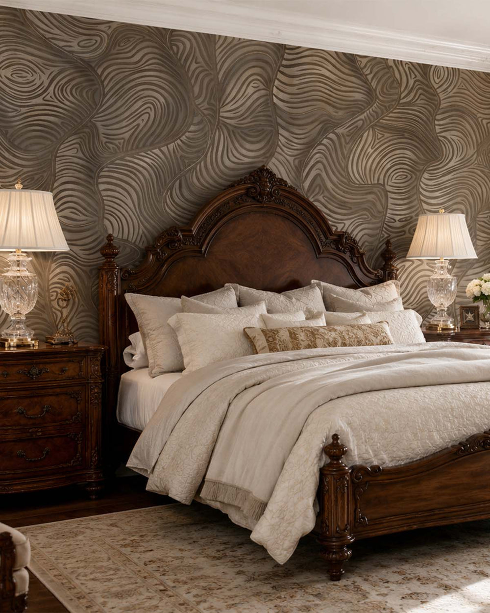 Mousy Brown Organic Wavy Woodgrain Mural M3080