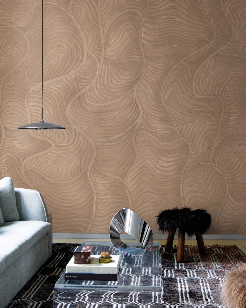 Cool Clay Organic Wavy Woodgrain Mural M3081