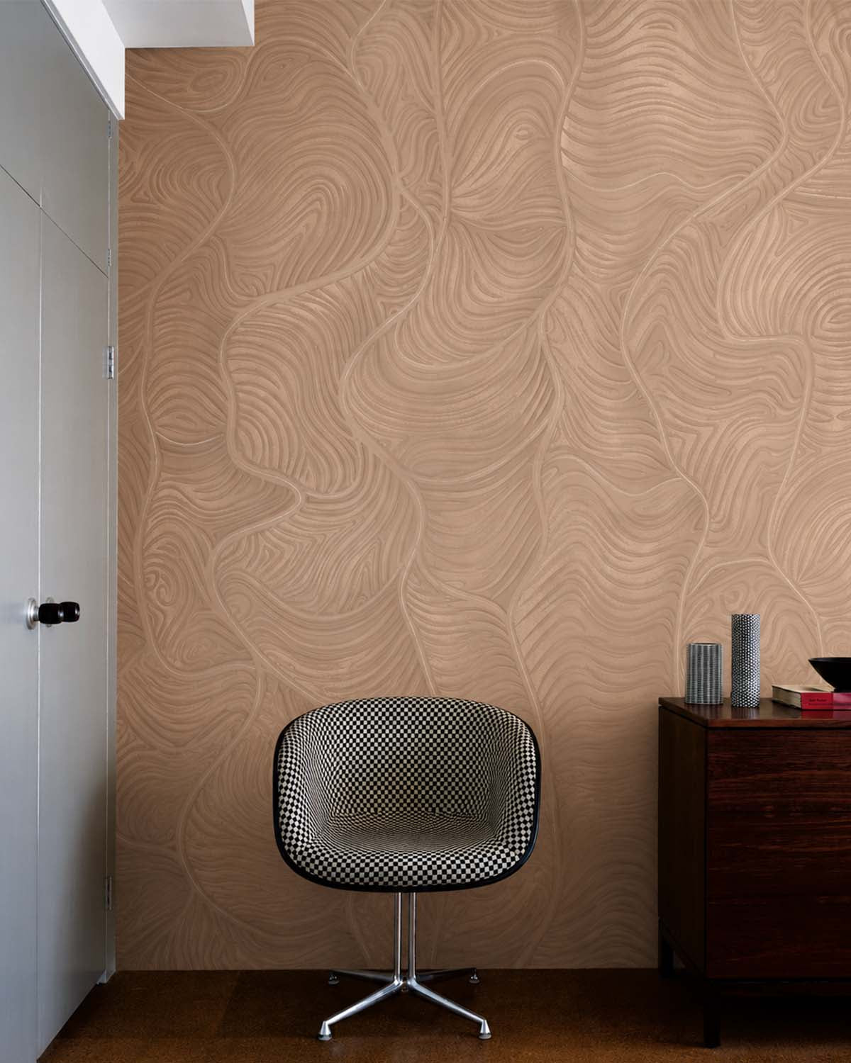 Cool Clay Organic Wavy Woodgrain Mural M3081