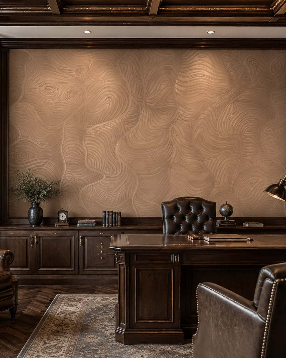Cool Clay Organic Wavy Woodgrain Mural M3081