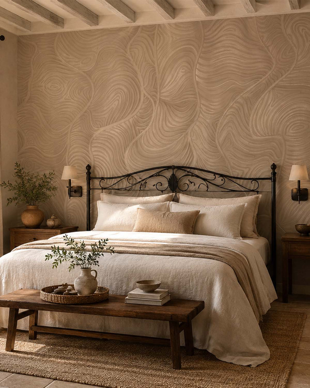 Cool Clay Organic Wavy Woodgrain Mural M3081