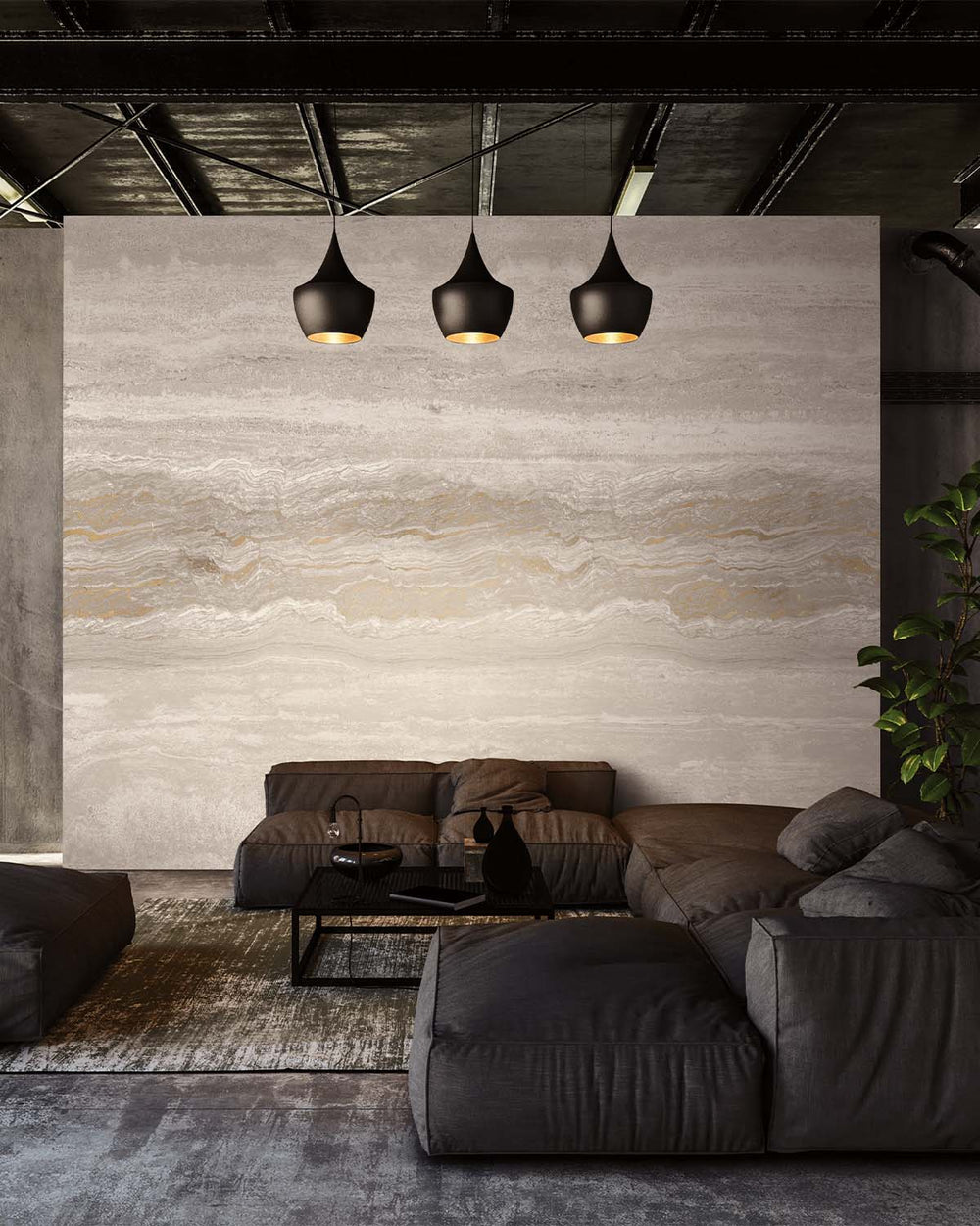 Sepia Tone Stratified Marble Stone Mural M3082