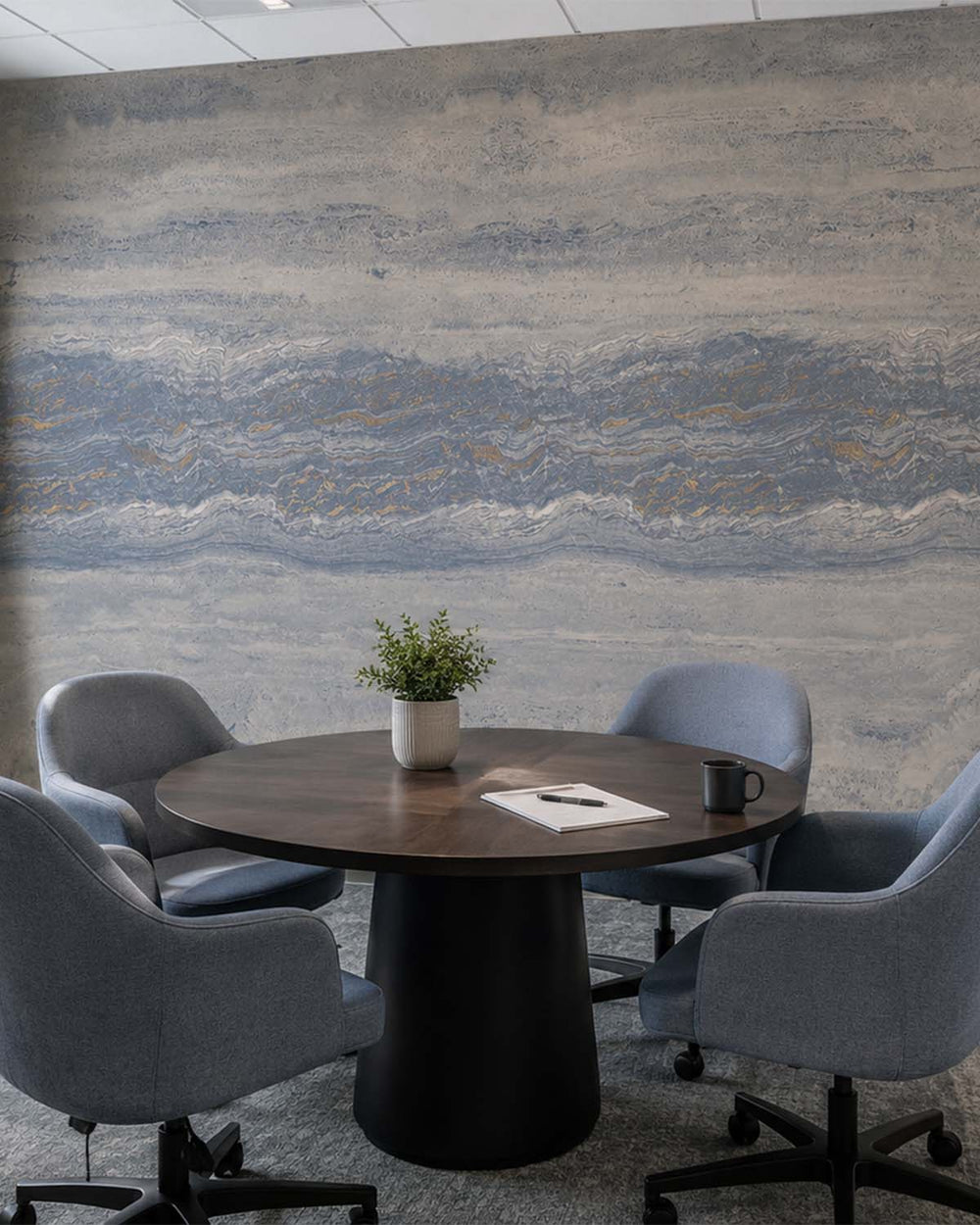Steeple Grey Stratified Marble Stone Mural M3084