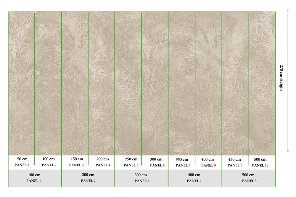 Pigeon Grey Luxe Areca Palm Leaf Mural M3085