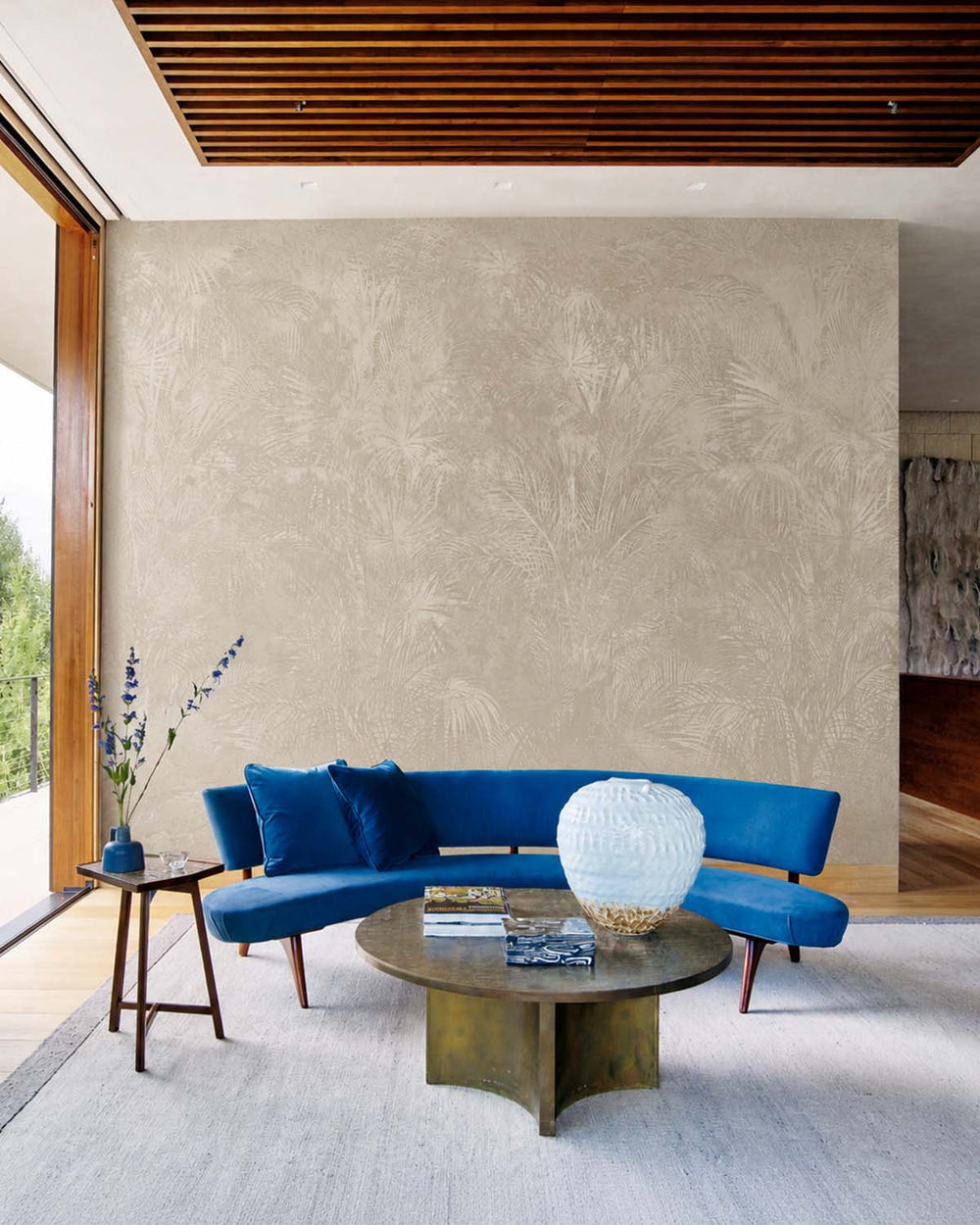 Pigeon Grey Luxe Areca Palm Leaf Mural M3085